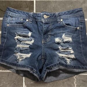 Blue Spice Distressed Blue Denim Cutoff Shorts